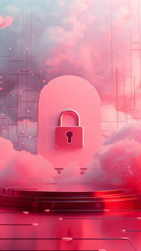 Digital Lock in Pink Clouds