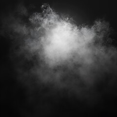 A black and white photo of smoke with a dark background