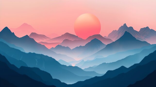 View of mountain range with pink sky, suitable for inspirational quotes, travel blogs, naturethemed websites, and landscape photography projects.