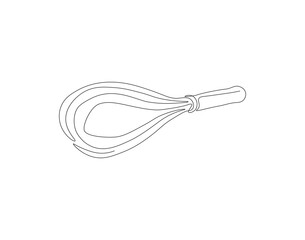 Continuous Line Drawing Of Balloon Whisk. One Line Of Kitchen Tool Ballon Whisk. Whisk Continuous Line Art. Editable Outline.