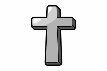 Latin Cross Vector Art Minimalist Illustration, Religious Symbol Graphic
