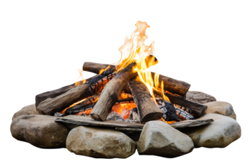 cozy campfire on a transparent background