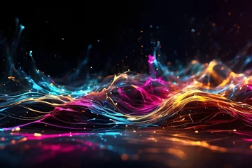 Gordijnen chaotic light streaks splashes abstract motion background Generative AI © Mirza