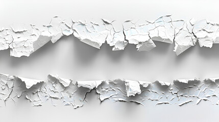 Ragged hole torn in ripped paper on white background. generative ai