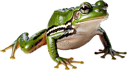 Frog isolated on transparent background. Generative AI.