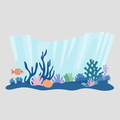 under the sea flat vector illustration