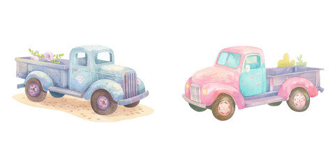 cute truck watercolour vector illustration