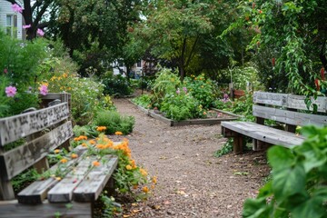 A therapeutic community garden at a mental health facility emphasizing healing