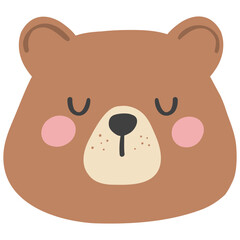 Cute Baby Bear Face Cartoon Illustration.  Adorable Wildlife Art