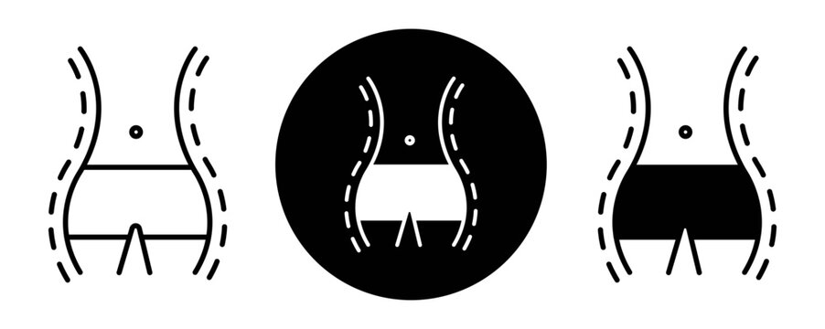 Fat and slim figure icon line art vector