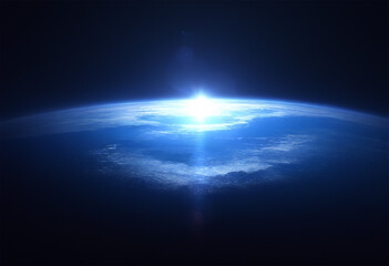 Fototapeta na wymiar Lens flare, blue light, universe, earth, anime