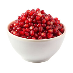 Pomegranate seeds in a bowl isolated on transparent background.