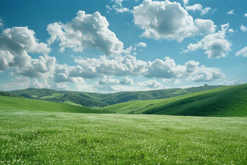 Obraz premium Grass rolling hills on a sunny day 