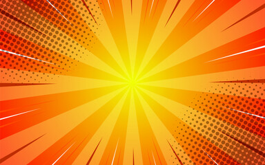 Pop art comic background. Vector halftone illustration. Vintage background for comic superhero text, speech bubble, message.