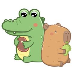 Lunchtime capybara and crocodile 