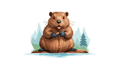 beaver logo design idea, illustration Canadian icon logo design concept. Beaver day illustration © Sakib