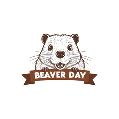 beaver logo design idea, illustration Canadian icon logo design concept. Beaver day illustration