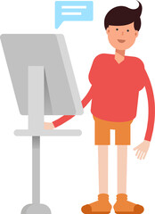 Boy Student Working on Computer
