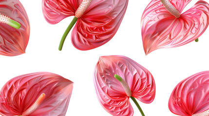 Anthurium Collection: Vibrant Tropical Flowers in Digital Art, Isolated on Transparent Background - Stunning Botanical Illustrations for Graphic Design and Decorative Compositions!