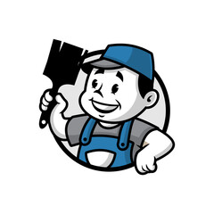 handyman with a paint brush badge version.	