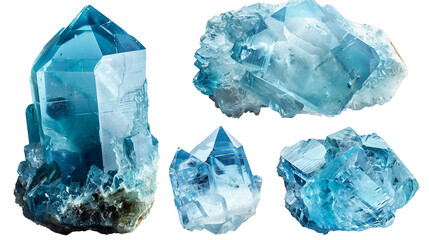 Aquamarine Collection: Captivating Gemstones in Brilliant 3D Digital Art, Perfect for Designs Requiring Transparency and Elegance.