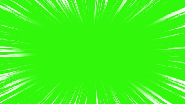 Cartoon speed Background looping lines in green screen. Anime light speed overlay for action animation.