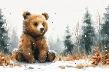 Foto op Aluminium Bear animal watercolor painting © feydesign