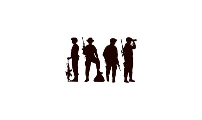 soldier silhouette, set of soldier silhouette, illustration vector of soldier,