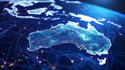 Digital map of Australia, concept of global network and connectivity