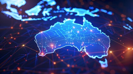 Digital map of Australia, concept of global network and connectivity