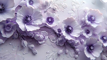 purple flowers on white paper with brushstrokes