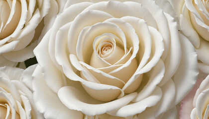 White Rose Elegance in Beige, Hatecore, Romantic Spirals on Ceramic Landscape