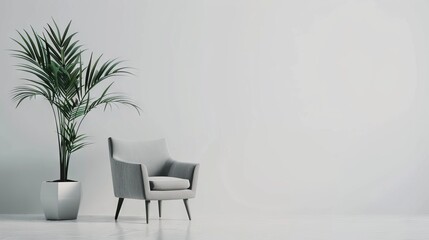 Stylish Gray Accent Chair in Minimalist Living Room AI Generated.