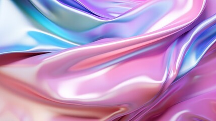 Close-up of a mesmerizing abstract modern glossy shiny shining pastel neon pink, purple, blue,...