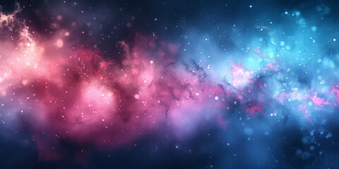Fototapeta premium pink and blue soft clouds sky watercolor background.red and blue white background with stars in dust, red blue glitter sparkle , circle bokeh, defocused, blue red space galaxy , nebula, cosmos banner