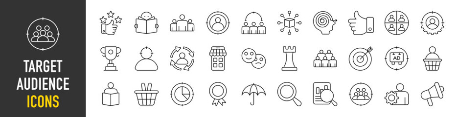  Target Audience icons vector illustration