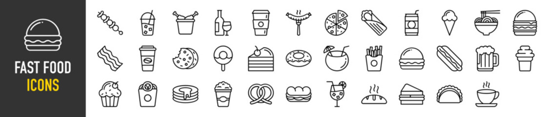 Fast Food icons vector illustration - obrazy, fototapety, plakaty