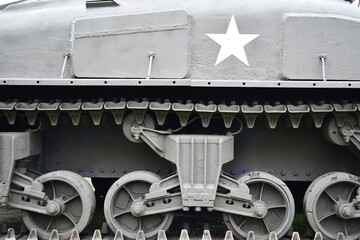 American Sherman tank, side view.