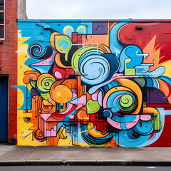 Abstract graffiti art on a city wall. 