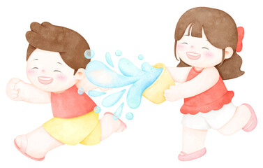 Songkran festival Kids splashing water