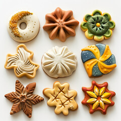 Fantasy cookies on white background.