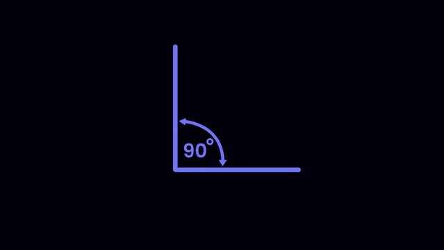 90 degree angle line icon, ninety degree right angle icon. simple angle concept animation.