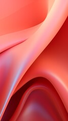 Close-up of a beautiful delicate abstract red-orange peach background with smooth rounded silky shapes, lines, wavy patterns.
