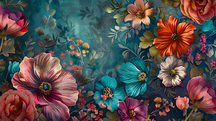 pattern with flowers painting wallpaper