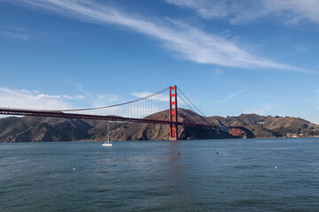 The Golden Gate Bridge is landmark and famous building in San Francisco, California, USA