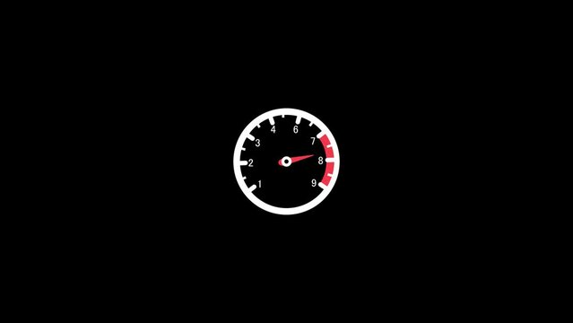Car dashboard rpm meter, speedometer icon. car speedometer with moving arrow animation.
