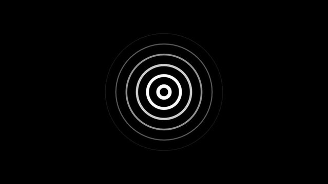 Radio wave, animated of white circular electric wave looping wave animation, scanning waveform animation on white background.