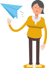 Woman Character Holding Paper Plane
