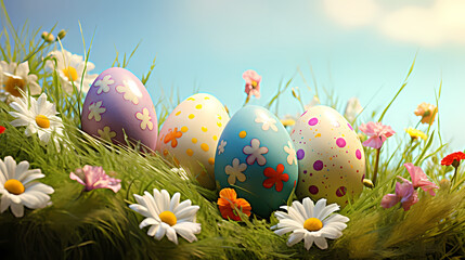 Happy easter background, easter egg scene
