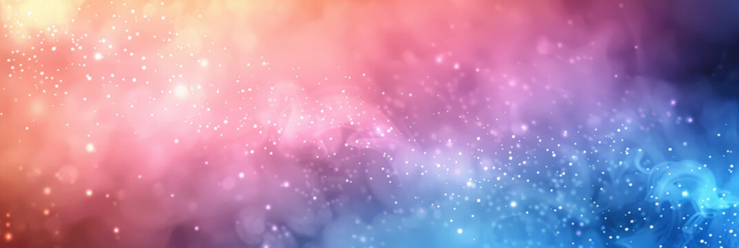 pink and blue soft clouds  sky watercolor background.red and blue white background with stars in dust, red blue glitter sparkle , circle bokeh, defocused, blue red space galaxy , nebula, cosmos banner